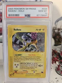 PSA 10 RAIKOU H26/H32 | SWIRL - Skyridge Holo WOTC Graded Pokemon Card - Image 1