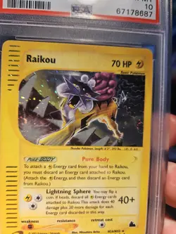 PSA 10 RAIKOU H26/H32 | SWIRL - Skyridge Holo WOTC Graded Pokemon Card - Image 3