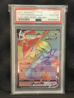 Pokemon Card Rayquaza VMAX 217/203 Evolving Skies Secret Rare Rainbow PSA 10 - Image 1