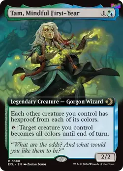 MTG Foil Tam, Mindful First-Year (Extended Art) 380 Lorwyn Eclipsed Magic - Image 1