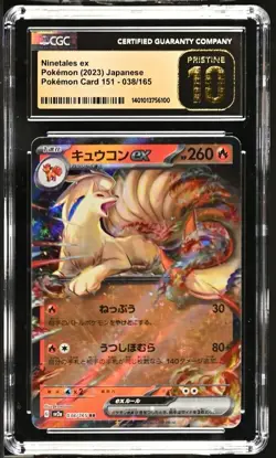 CGC Graded 10 Pristine Ninetales ex 038/165 Pokemon Card 151 Pokemon Card SV2a - Image 1