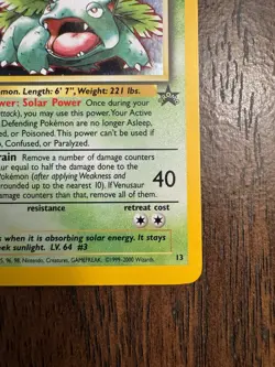 2000 Promo Venusaur Holo WOTC 13 Pokemon - Image 4