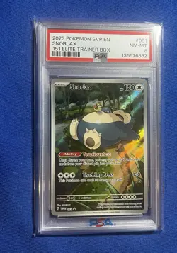 2023 Pokemon SVP EN 151 Elite Trainer Box #051 Snorlax PSA 8 NM-MT - Image 1