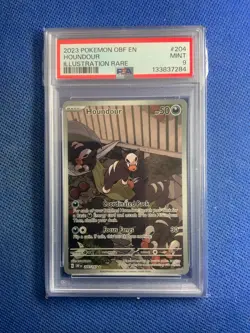 2023 POKEMON OBF EN-OBSIDIAN FLAMES ILLUSTRATION RARE #204 HOUNDOUR PSA 9 - Image 1