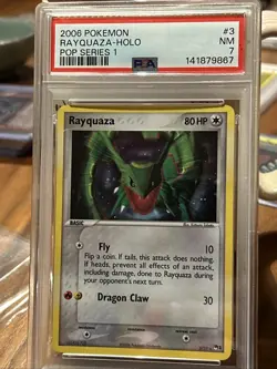 2006 POKEMON POP SER 1 #3 RAYQUAZA-HOLO PSA 7 - Image 1
