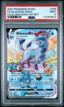 2021 Pokemon Glaceon VMAX (Alternate Art Secret) 209 Evolving Skies Holo PSA 9 - Image 1