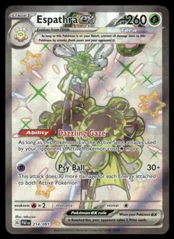 Pokemon Cards Espathra ex 214/091 Paldean Fates Shiny Ultra Rare NM - Image 1