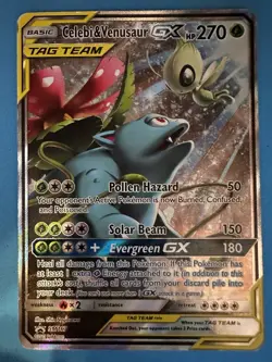 Pokemon TCG Celebi & Venusaur GX TAG TEAM Promo Holo Card SM167 270 HP - Image 1
