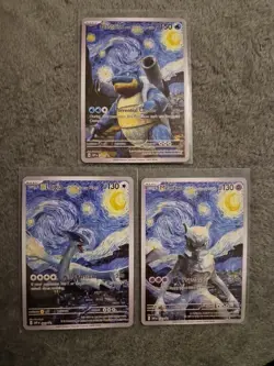 Blastoise Lugia Mewtwo Starry Night Art Card Bundle Display Set - Image 1