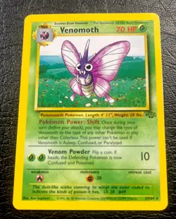 Pokemon TCG Jungle Set Venomoth Unlimited #29/64 Non Holo Rare 1999 WOTC NM Card - Image 1