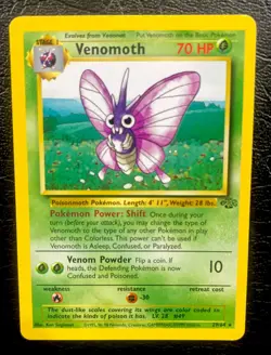 Pokemon TCG Jungle Set Venomoth Unlimited #29/64 Non Holo Rare 1999 WOTC NM Card - Image 2
