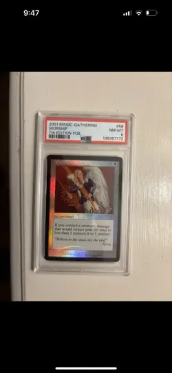 Magic The Gathering PSA 8 Graded Worship 2001 7th Edition Foil - Image 3