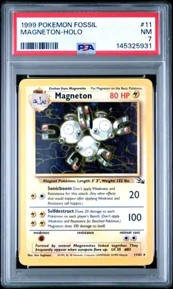 1999 POKEMON FOSSIL #11 MAGNETON-HOLO PSA 7 - Image 1