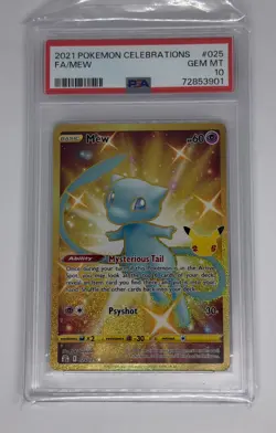 Pokemon Mew 025/025 Celebrations Secret Rare Full Art Holo PSA 10 - Image 1