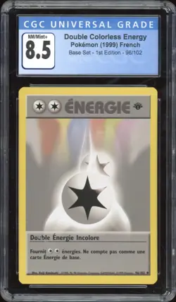 1999 Pokemon FRENCH 1st Edition Base Set Double Energie Incolore 96/102 CGC 8.5 - Image 1