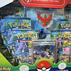Pokemon GO Special Collection Team Valor Candela Promo Card 6 Booster Packs Pin - Image 5