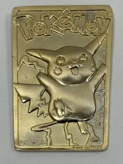 1999 Burger King Pokemon 23K Gold Plated Trading Card - Pikachu - Image 1