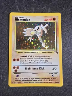 Hitmonlee Holo Fossil 7/62 Unlimited Rare Pokemon - Image 1