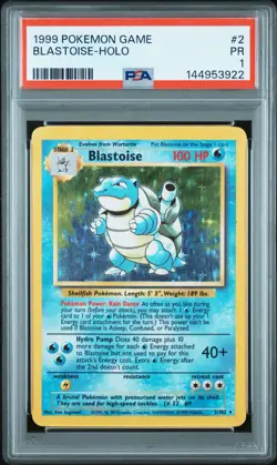 1999 Pokemon Game Blastoise-Holo #2 PSA 1 PR - Image 1