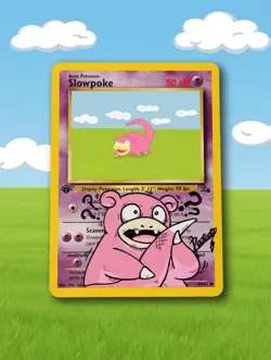 Pokemon Fossil 1st Edition Slowpoke 55/62 Non Holo Hand Painted By: Potato 🥔 - Image 1