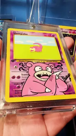 Pokemon Fossil 1st Edition Slowpoke 55/62 Non Holo Hand Painted By: Potato 🥔 - Image 2