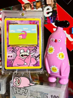 Pokemon Fossil 1st Edition Slowpoke 55/62 Non Holo Hand Painted By: Potato 🥔 - Image 4