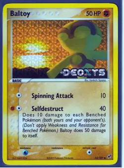VINTAGE POKEMON 2005 BALTOY 53/107 Ex DEOXYS - REVERSE HOLO -STAMPED - NM (B3) - Image 1