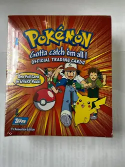 Pokemon TV Animation 1999 Topps Blue Label Box Factory Sealed - Image 1