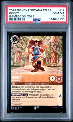 2023 DISNEY LORCANA EN P1-PROMO #12 GOOFY GAMESCOM 2023 PSA 10 GEM MINT - Image 1