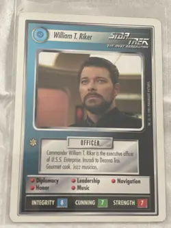 Star Trek CCG 1E WB95 WILLIAM T. RIKER Rare Card NEVER PLAYED - Image 1
