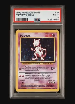 MEWTWO HOLO 10/102 - 1999 BASE SET POKEMON CARD - PSA 9 MINT - Image 2