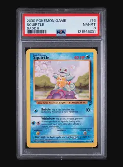 SQUIRTLE 93/130 - BASE SET 2 1999 POKEMON CARD - FRESH SLAB - PSA 8 NM / MINT - Image 2