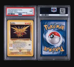 ZAPDOS 15/62 COSMOS THUNDERSTORM HOLO FOSSIL POKEMON CARD - PSA 9 MINT SWIRL 🌀 - Image 5