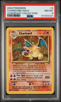 2002 POKEMON LEGENDARY COLLECTION #3 CHARIZARD-HOLO PSA 8 - Image 1
