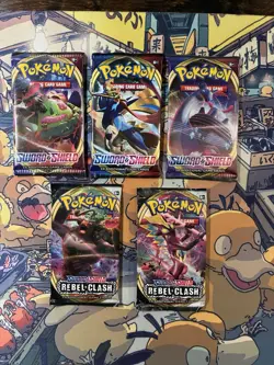 Pokemon Sword And Shield Base Set Booster Pack Lot Of 5 Sealed/Unopened !!! - Image 1