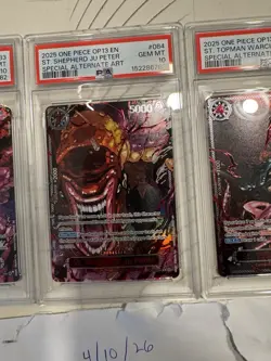 One Piece OP13 Five Elders God Pack (Demon Pack) PSA 10 Sequential Cert English - Image 4