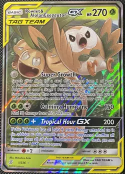 Rowlet & Alolan Exeggutor GX 1/236 Sm-Unified Minds Holo - Pokemon Card - Image 1