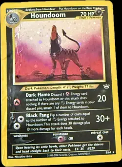 Pokemon 2001 Houndoom Holo Neo Revelation 8/64 - Damaged - Image 1