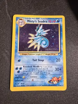 Misty's Seadra 9/132 - Gym Heroes Prerelease Stamped Holo Pokemon TCG LP - Image 1
