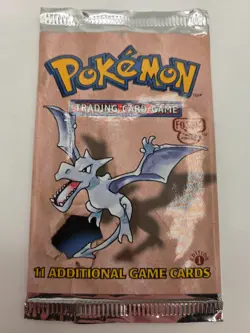 Fossil 1st Edition Sealed Booster Pack Pokemon TCG Aerodactyl Art- 20.77g - Image 1