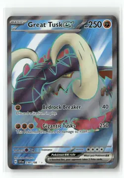 Great Tusk ex 230/198 Ultra Rare Scarlet & Violet Pokemon Holo Near Mint - Image 1