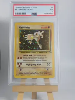 1999 POKEMON FOSSIL #7 HITMONLEE - HOLO PSA 7 - Vintage WOTC - Image 3