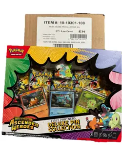 Pokemon TCG Ascended Heroes First Partner DELUXE PIN COLLECTION CASE Sealed 6 ct - Image 1
