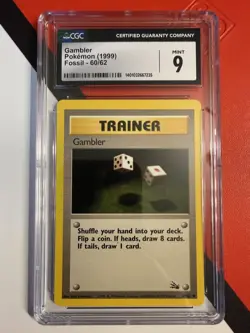 Gambler 60/62 Fossil Set 1999 CGC 9 Mint Pokemon Trainer Card WOTC Vintage - Image 1
