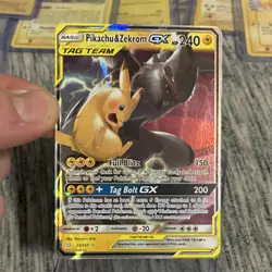 Pokemon Pikachu & Zekrom GX Ultra Rare Holo Sm-Team Up 33/181 240 HP Basic Card - Image 1