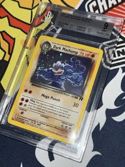 2000 Pokemon Team Rocket Dark Machamp Holo #10 BGS 9 MINT Graded Card - Image 1