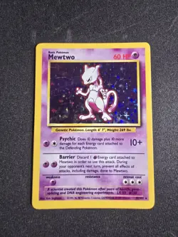 Pokemon TCG Mewtwo Card 10/102 Base Set Unlimited Holo Rare LP Vintage 1999 - Image 1