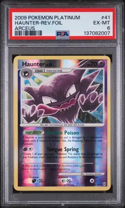 2009 POKEMON PLATINUM ARCEUS #41 HAUNTER-REVERSE FOIL PSA 6 - Image 1