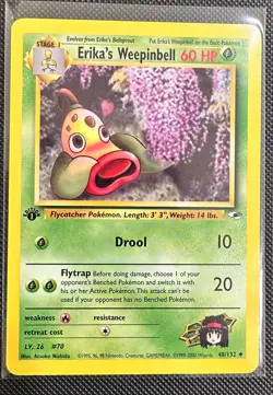 Pokemon 2000 Gym Heroes 1st Edition ERIKA'S WEEPINBELL 48/132 NM - never played - Image 1