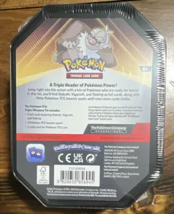 Pokemon TCG Triple Whammy Tin Box Slaking Vigoroth Slakoth Sealed Foil Cards - Image 2